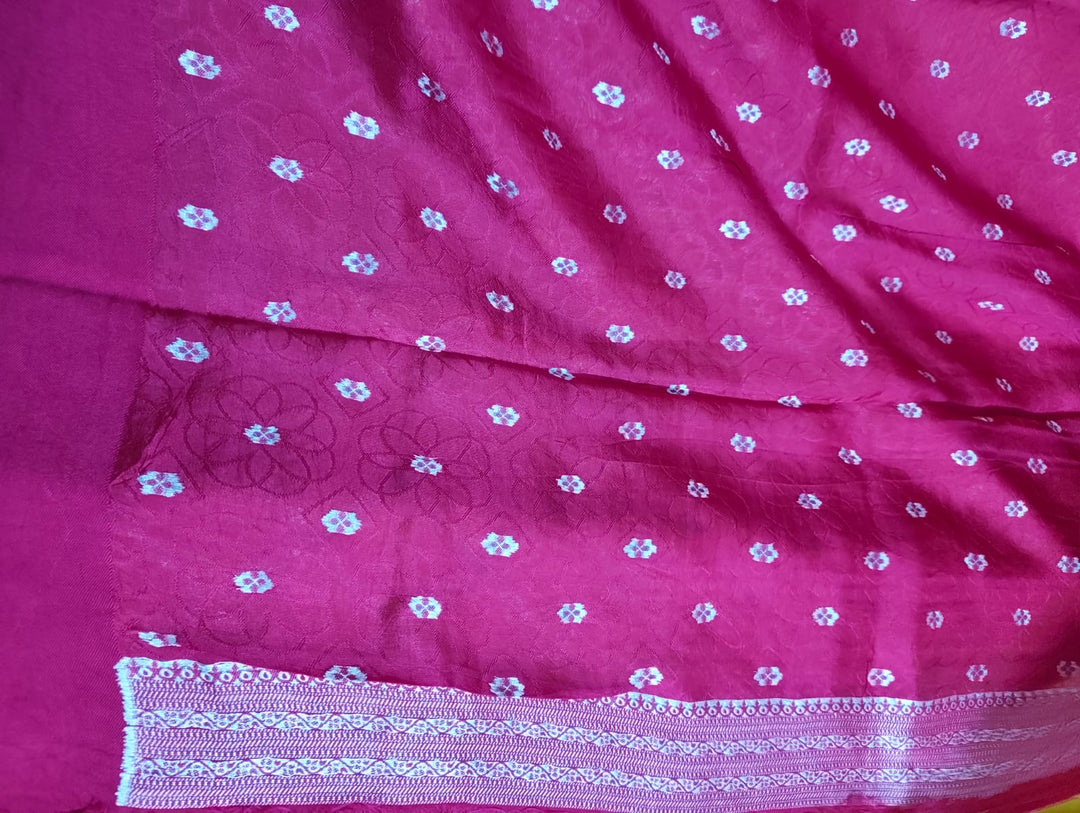 Mustard Yellow Meenakari Tussar Georgette Banarasi Saree