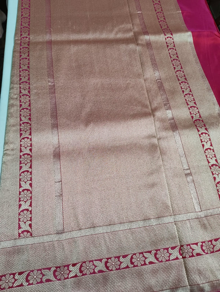 Rani Pink Pure Katan Brocade Silk jhanvi kapoor Banarasi Saree