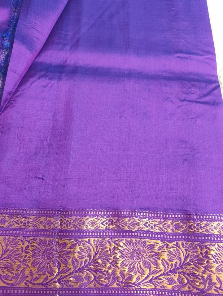 Blue Pure Katan Silk Banarasi Saree