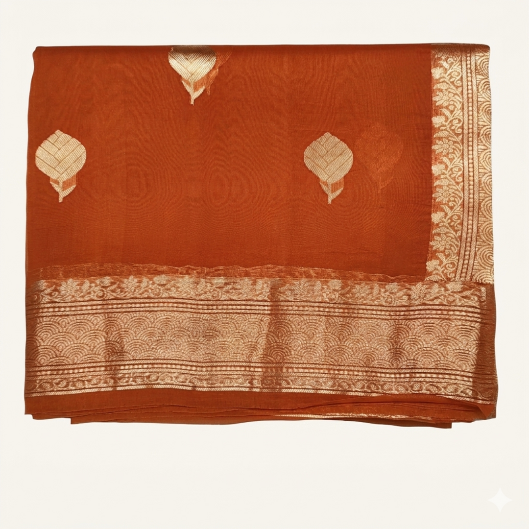 Brown fabric with white patterns on a white background