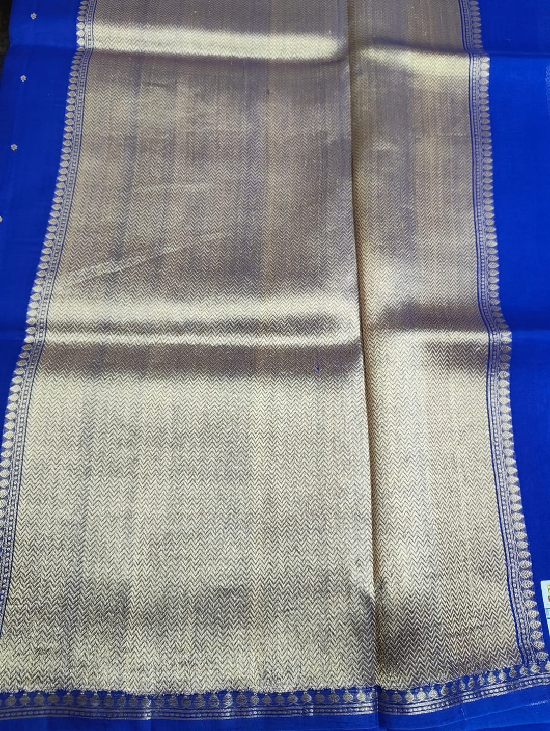 Royal Blue Dana Butti Pure Organza Banarasi Saree