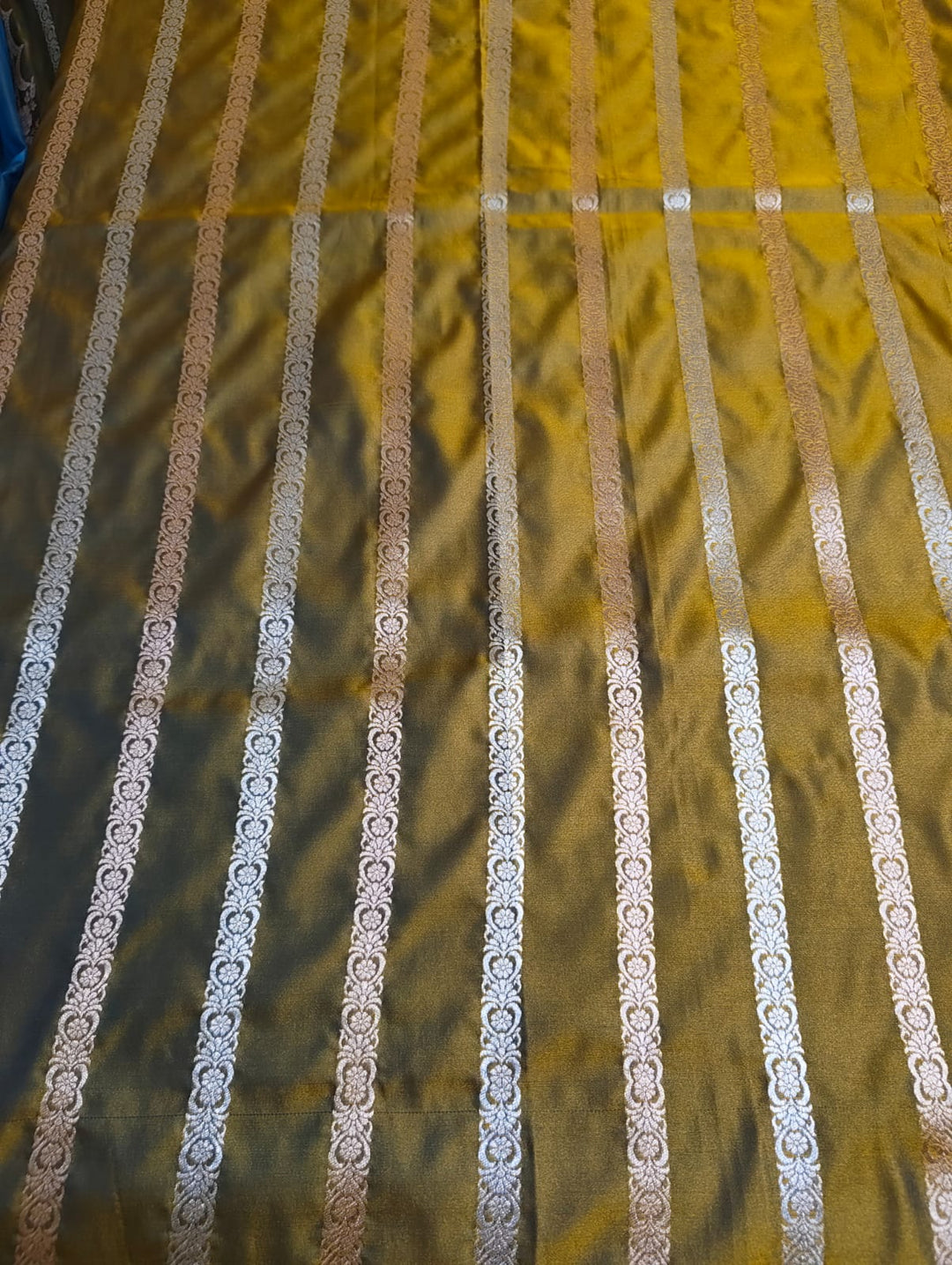 Mustard Olive Sonarupa Mashru Katan Silk Banarasi Saree