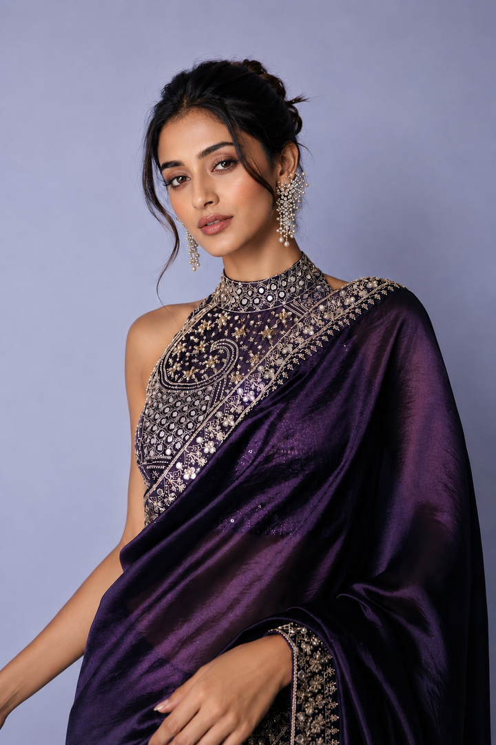 Premium Deep Purple Jimmi Choo Saree