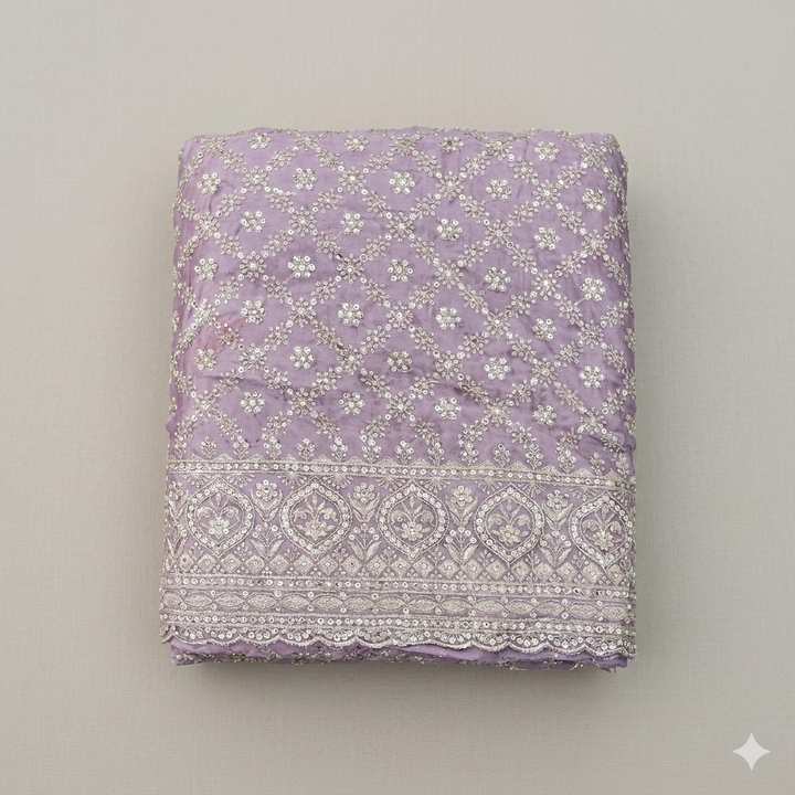 Lavender Blossom Crunchy Silk-Georgette Blend Party Wear Saree