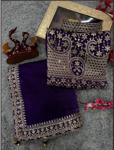 Premium Deep Purple Jimmi Choo Saree