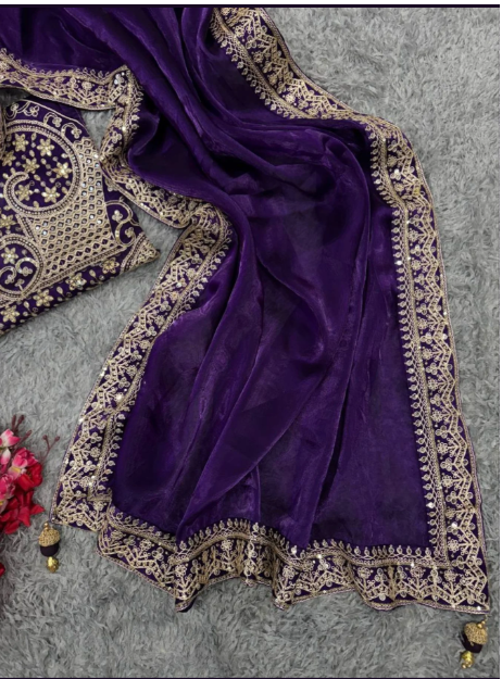 Premium Deep Purple Jimmi Choo Saree
