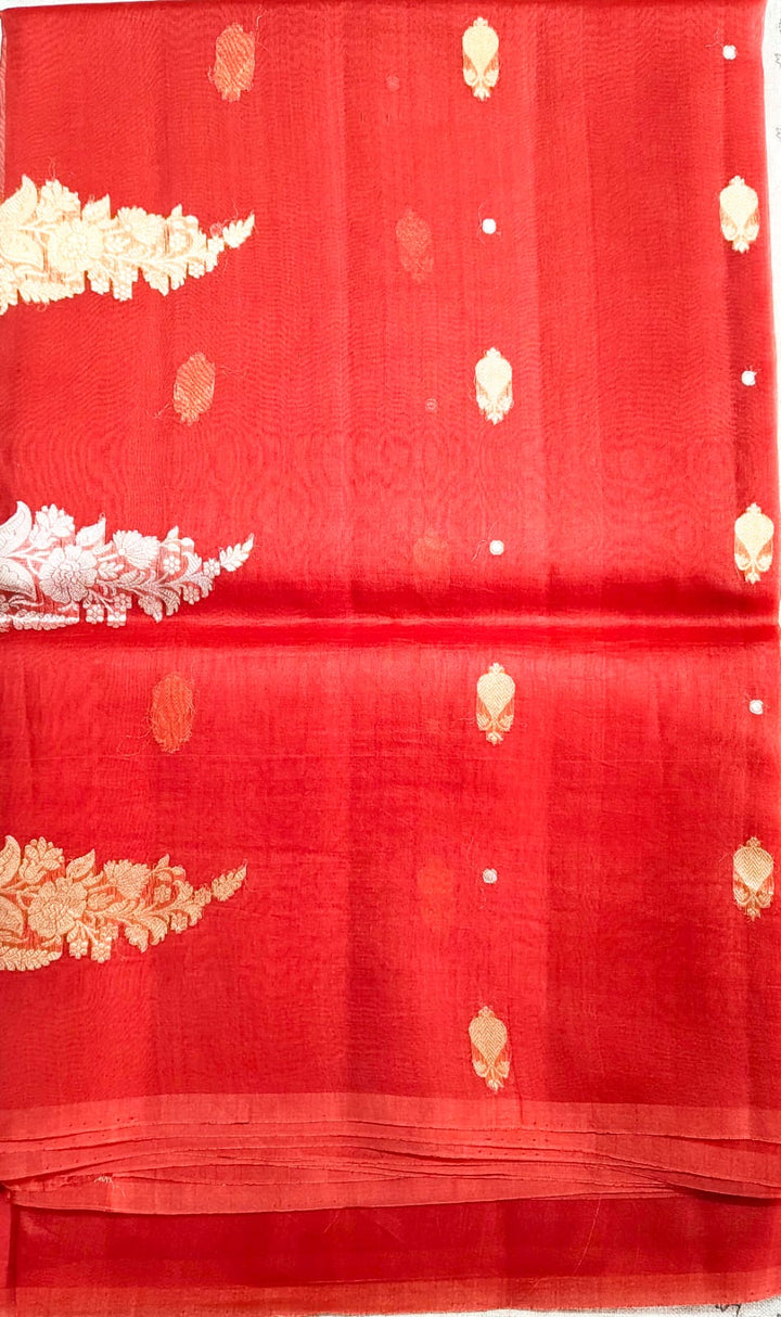 Red Small Butti Sonarupa Pure Organza Banarasi Saree