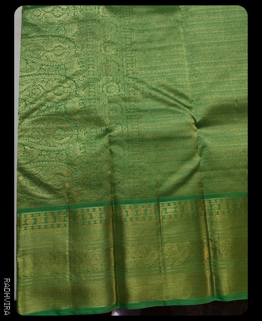 Lilac Pink Pure Kanchipuram Silk Saree with Parrot Green Border