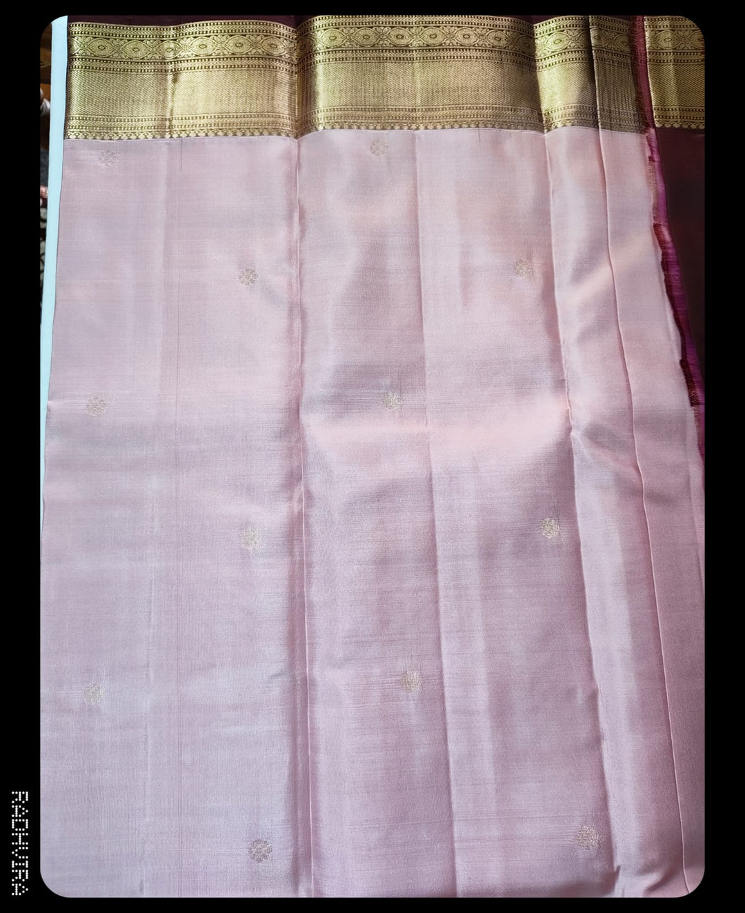 Rose Pink Pure Kanchipuram Silk Saree with Antique Zari Border