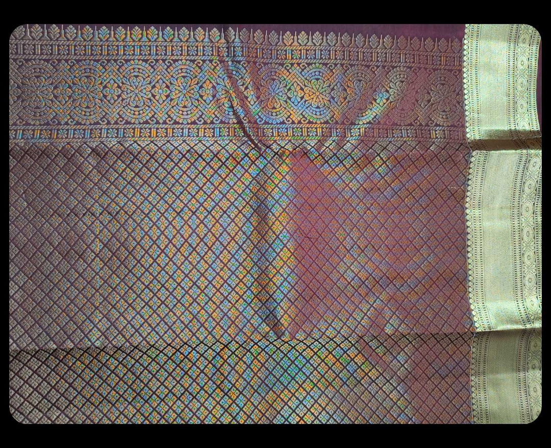 Rose Pink Pure Kanchipuram Silk Saree with Antique Zari Border