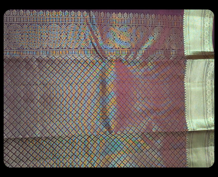 Rose Pink Pure Kanchipuram Silk Saree with Antique Zari Border