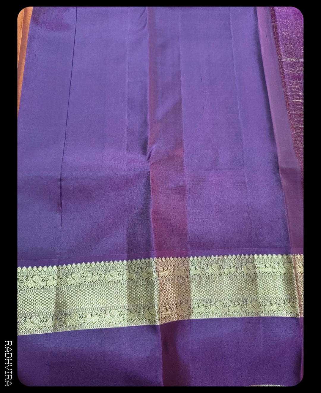Rust Orange Pure Kanchipuram Silk Saree with Plum Border