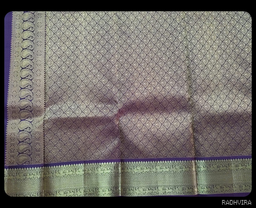 Rust Orange Pure Kanchipuram Silk Saree with Plum Border