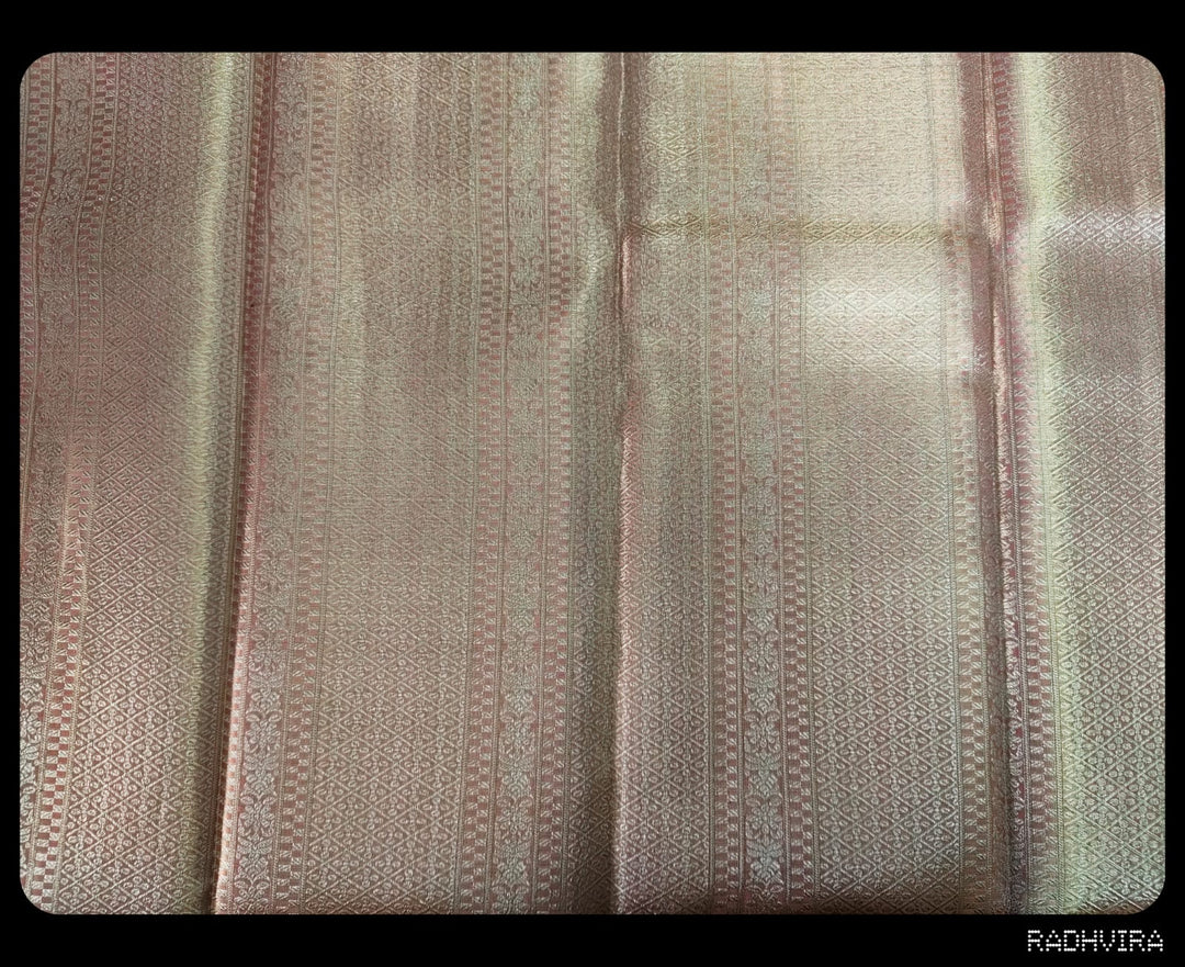 Shimmering Orange Gold Kanchipuram Tissue Silk Saree