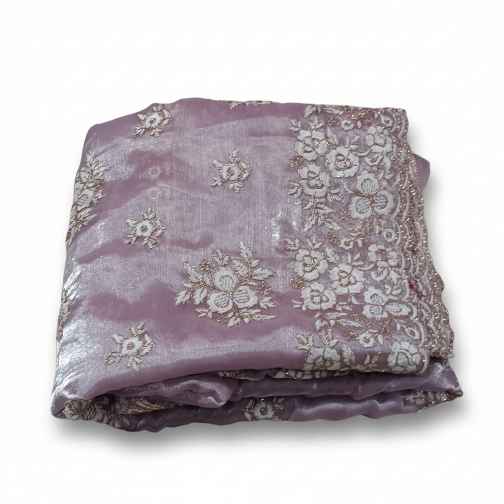 Lavender Floral Diamond Barbary Saree