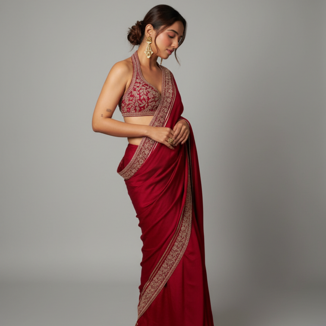 Woman in a red saree